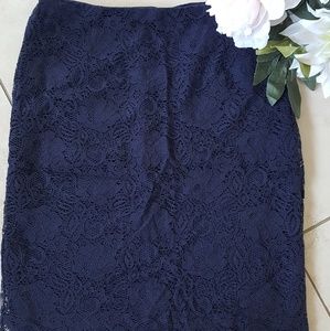 Navy Blue Lace Skirt